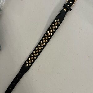 Studded Black Leather Dog Collar